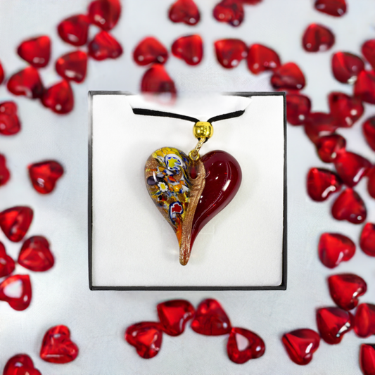 Murano Glass Heart Necklace – “Golden Heart” Collection