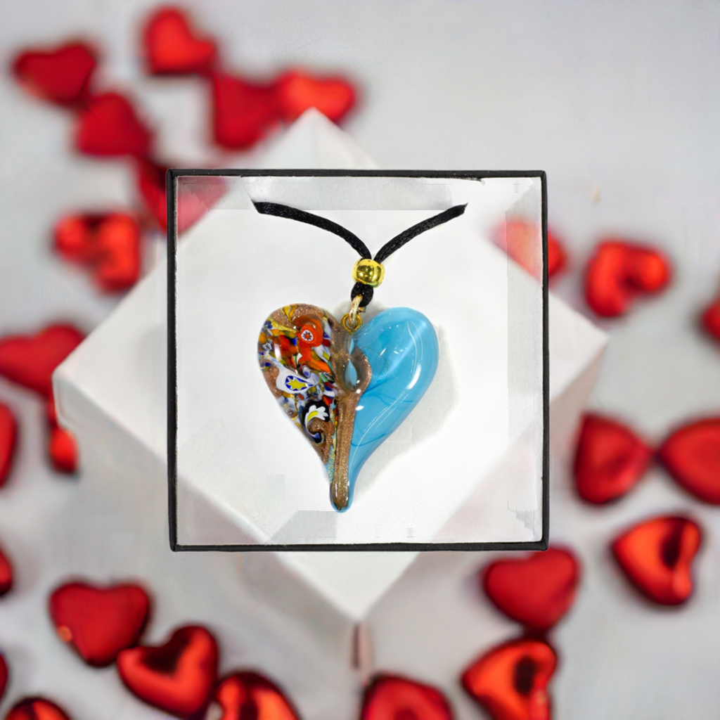 Murano Glass Heart Necklace – “Golden Heart” Collection